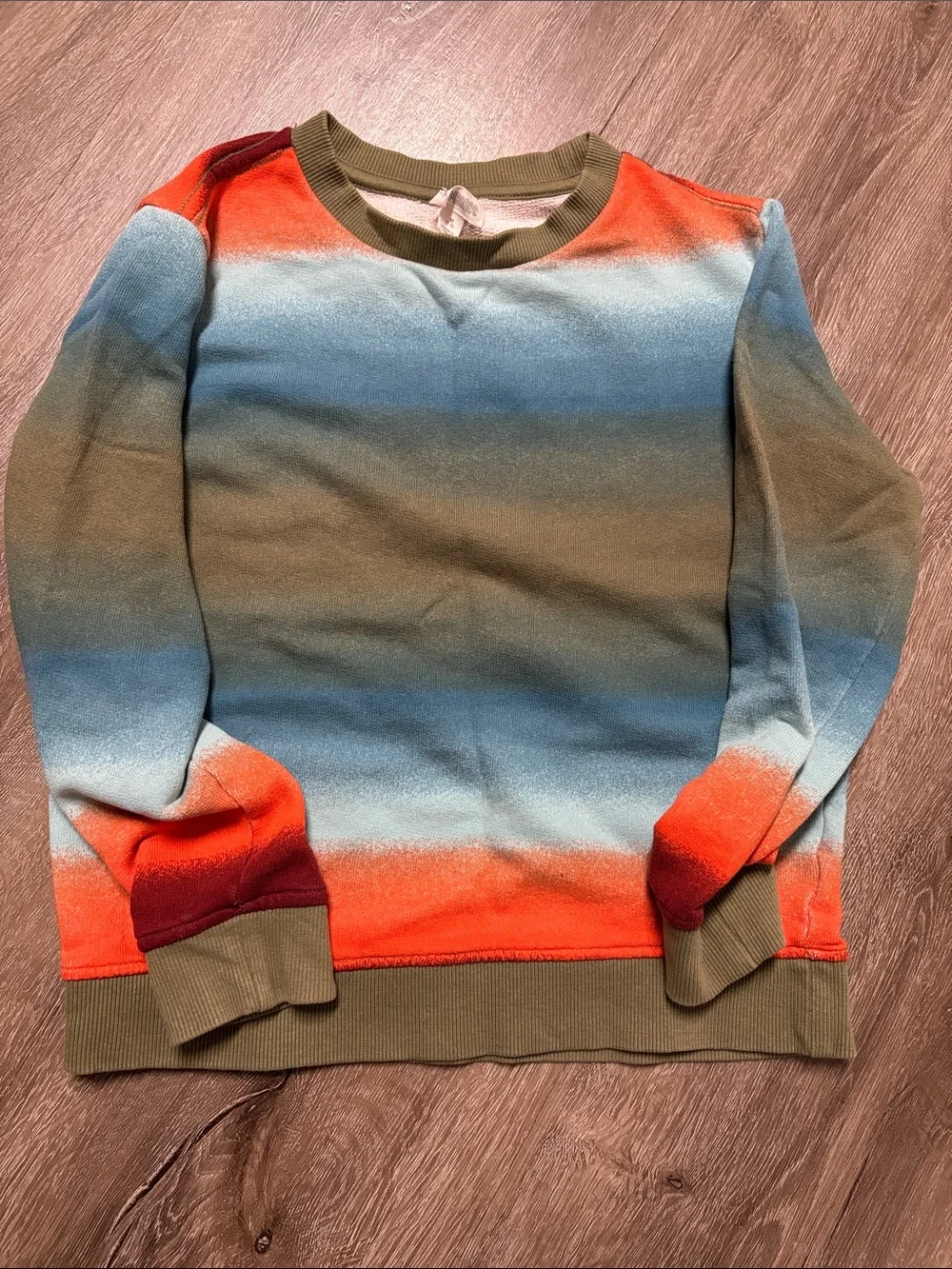 Gymboree Multicolor Gradient Crewneck Sweater - Olive, Blue & Orange